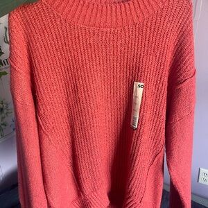 SO Women's Vibrant Coral Turtleneck Sweater
